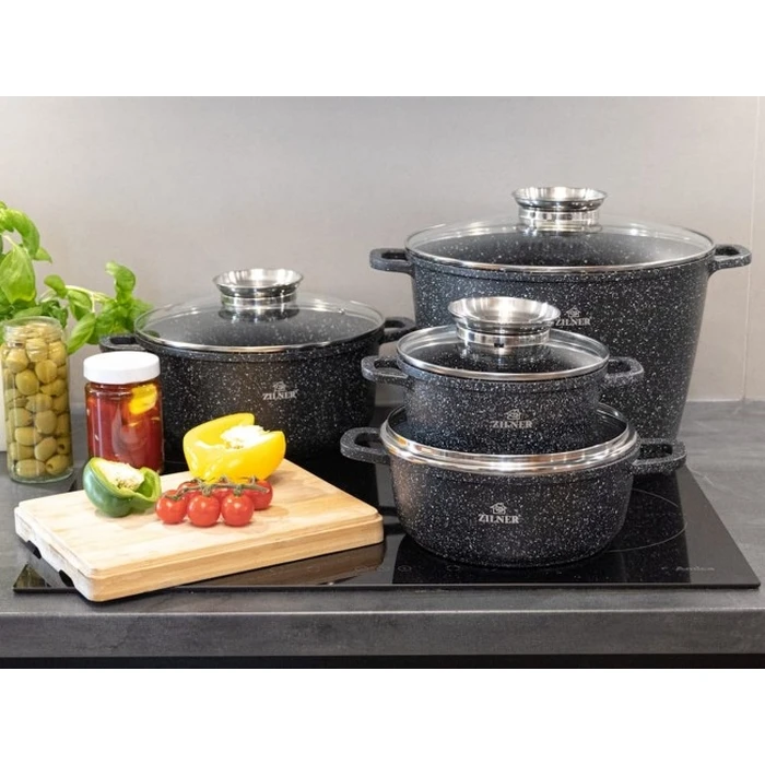Zilner marble-coated 17-piece cookware set, black - ZL-8636