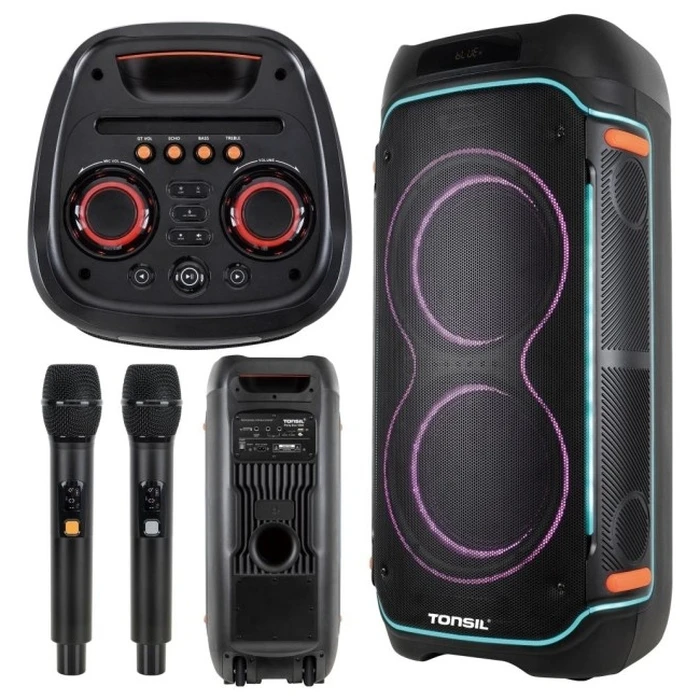 Tonsil Ηχείο Karaoke Party Box 1800 με 2 Ασύρματα Μικρόφωνα και Εφέ Φωτισμού