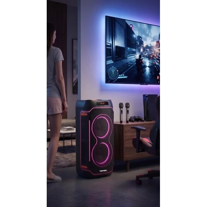 Tonsil Ηχείο Karaoke Party Box 1800 με 2 Ασύρματα Μικρόφωνα και Εφέ Φωτισμού