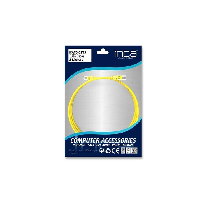 INCA Cat6 U/UTP Ethernet Cable 2m Yellow