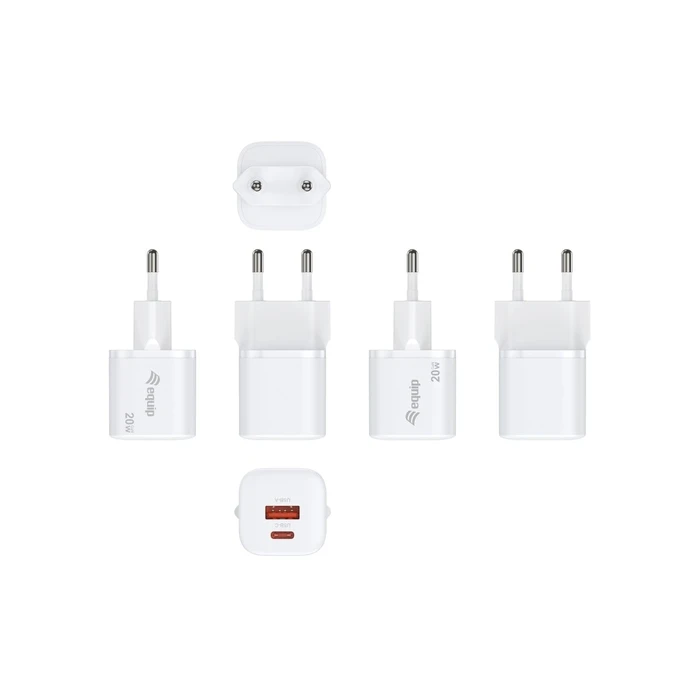 Equip Φορτιστής Τοίχου GaN 20W 2-Port USB-A & USB-C Λευκό (Model 245526)