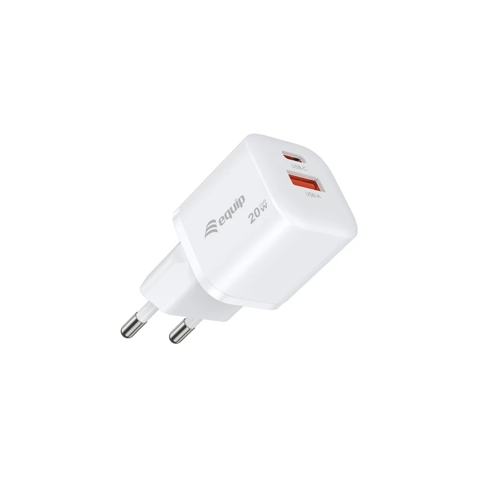Equip Φορτιστής GaN Τοίχου 2Port USB-C PD3.0 / USB-A 20W Λευκό (245536)