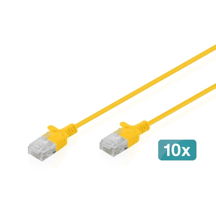 DIGITUS Patch Cable CAT 6 U-UTP Slim 0.5m Yellow 10-Pack (DK-1618-005S-Y-10)