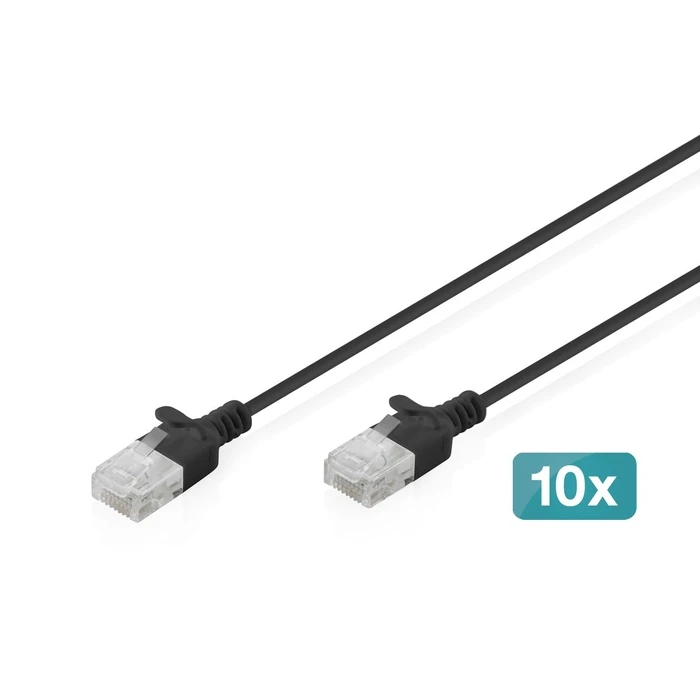 DIGITUS Patchkabel CAT 6 U-UTP Slim 2 m Μαύρο - 10 τεμάχια