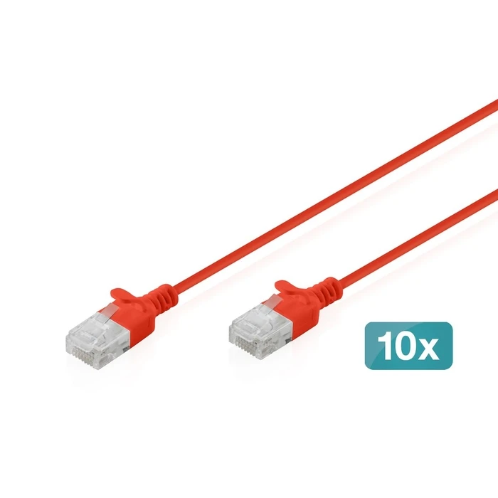 DIGITUS Patch καλώδιο CAT 6 U-UTP Slim 2m Κόκκινο 10 τεμάχια