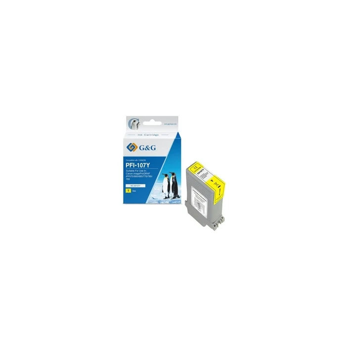 G&G Compatible Ink Cartridge for Canon PFI-107Y / 6708B001, Yellow, 130 ml (NC-00107Y, MPN 13710)