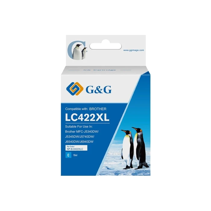 G&G Compatible Ink Cartridge for Brother LC-422XLC Cyan (1500 pages) - SKU 592322