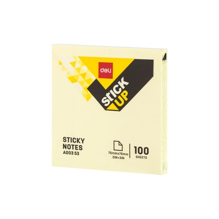 Deli Αυτοκόλλητα Χαρτάκια Σημειώσεων σε Κύβο Stick Up 100 Φύλλων Κίτρινα 7.6x7.6εκ. (MPN: D335115)