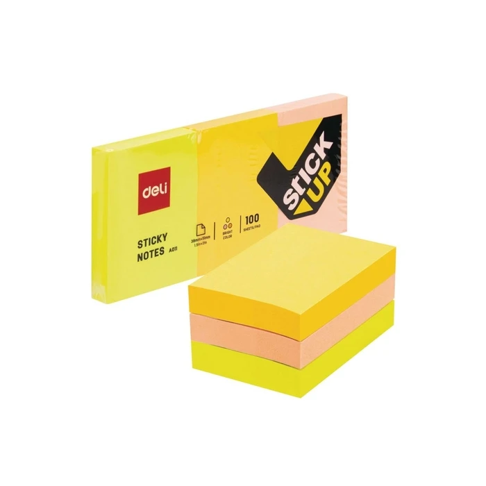 DELI αυτοκόλλητες σημειώσεις Stick Up 3,8×5,1 cm, EA01103, 300 τεμ., χρωματιστές