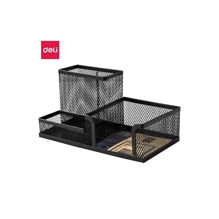 DELI Mesh Desk Organizer, 3-compartment, Black