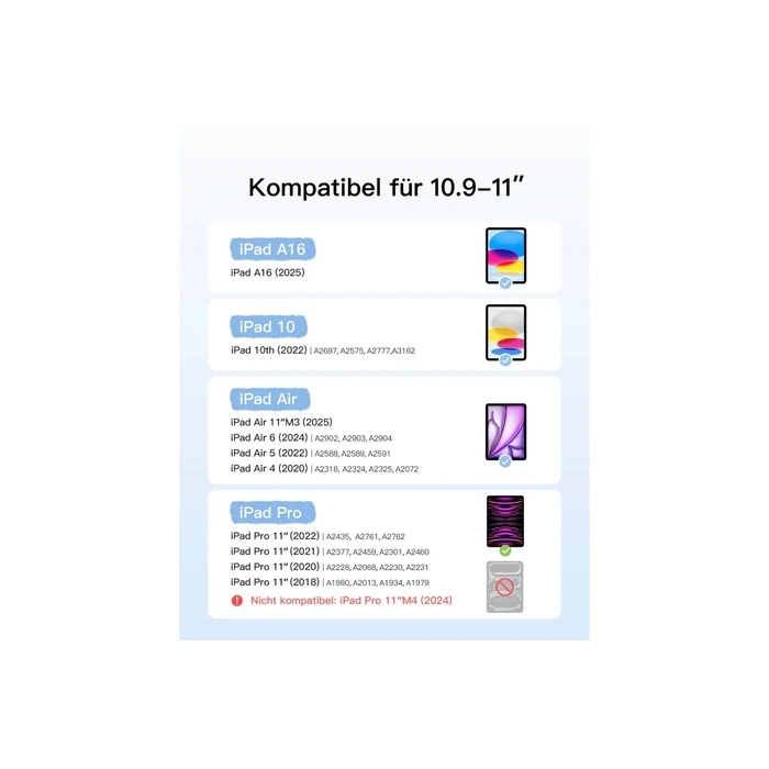 inateck Ace Touch πληκτρολόγιο με θήκη για iPad 11"/10,9" QWERTZ RGB λευκό