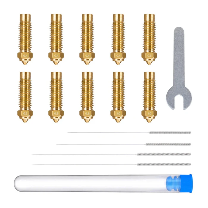 Elegoo Neptune 4 / Neptune 4 Max / Neptune 4 Plus Multi‑size Brass Nozzle Kit (0.4mm, 0.6mm, 0.8mm, 1.0mm)