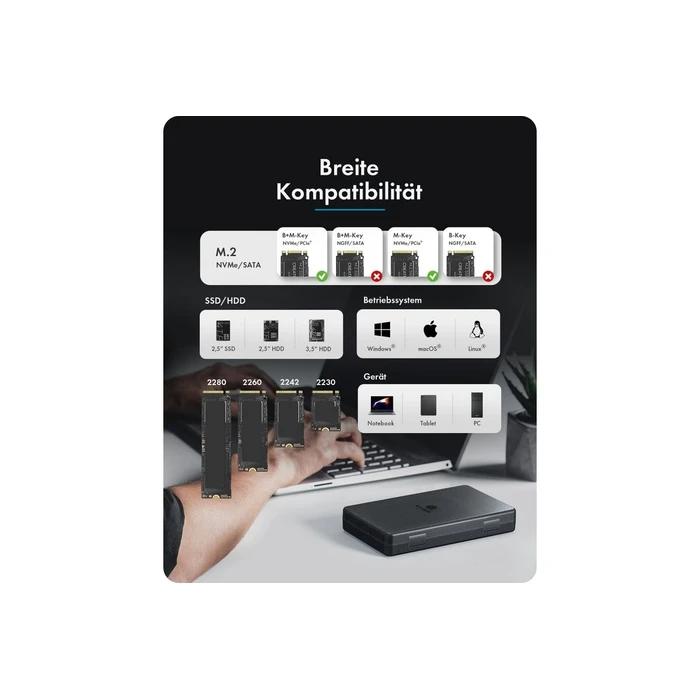 Icy Box Docking Station για Σκληρούς Δίσκους SATA & M.2 NVMe IB-3882MSCL-CU31