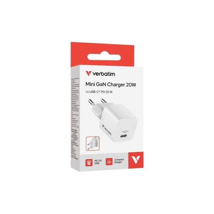 Verbatim GaN 20W USB-C Wall Charger (Mini) White