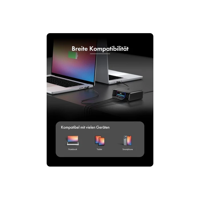 ICY BOX Diamond Charge 2401 (IB-PS2401) - GaN φορτιστής με οθόνη LCD‑TFT 2,26'' έως 240W