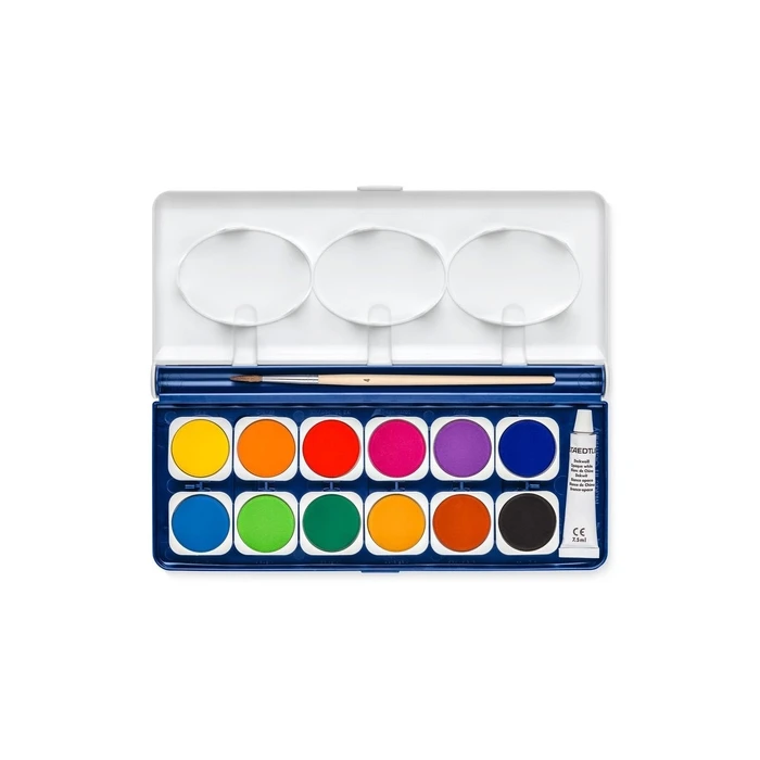 STAEDTLER Noris Watercolour Set 12 Colours + Deckwei? (Opaque White) & Brush