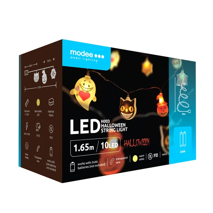 Διακοσμητική Γιρλάντα LED Modee Halloween με Μοτίβα Τεράτων (165 cm) — Θερμό Λευκό