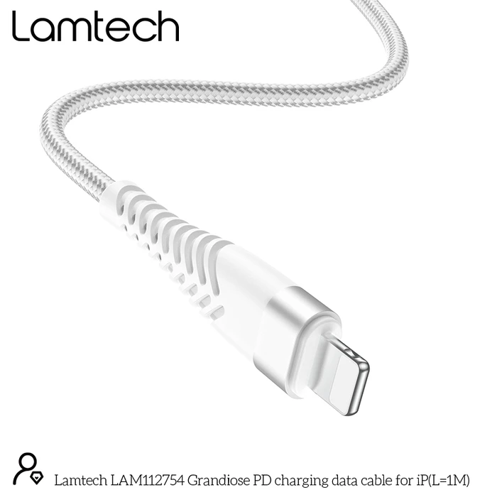 Καλώδιο Lightning Lamtech HQ UNBREAKABLE Type-C to Lightning WHITE 1M