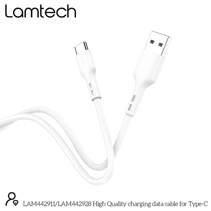 Καλώδιo USB Lamtech Data Type-C 1m WHITE