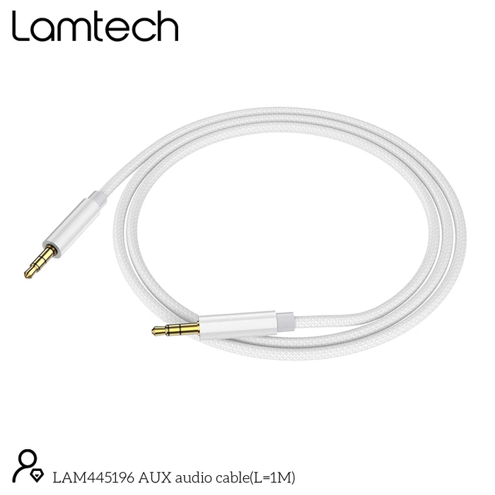 Καλώδιo 3,5mm Lamtech AUDIOCABLE BRAIDED 1m to 3.5mm SILVER