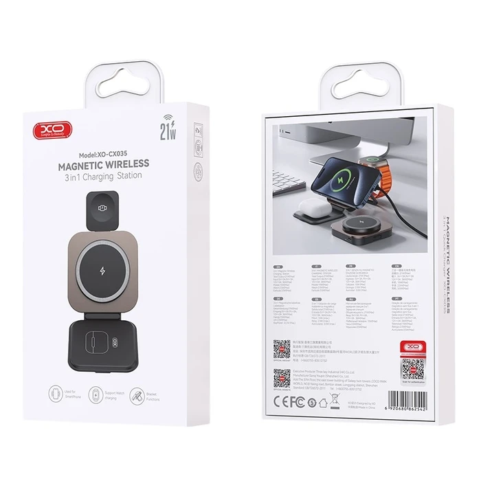XO Ασύρματος Φορτιστής Πτυσσόμενος 3 σε 1 Μαγνητικός CX035