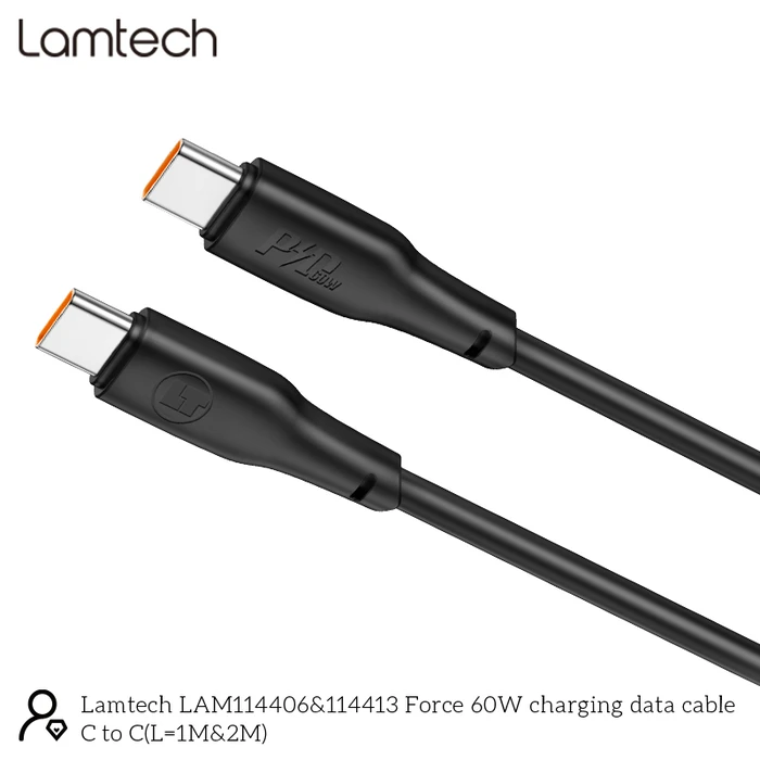 Καλώδιο Lamtech Type-C To Type-C 60w 1m Black