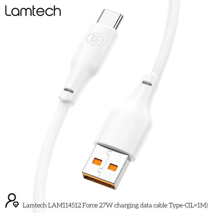 Καλώδιο USB-C Lamtech High Power 1m 27w White
