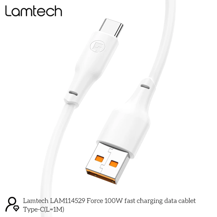 Καλώδιο USB-C Lamtech High Power 1m 100w White