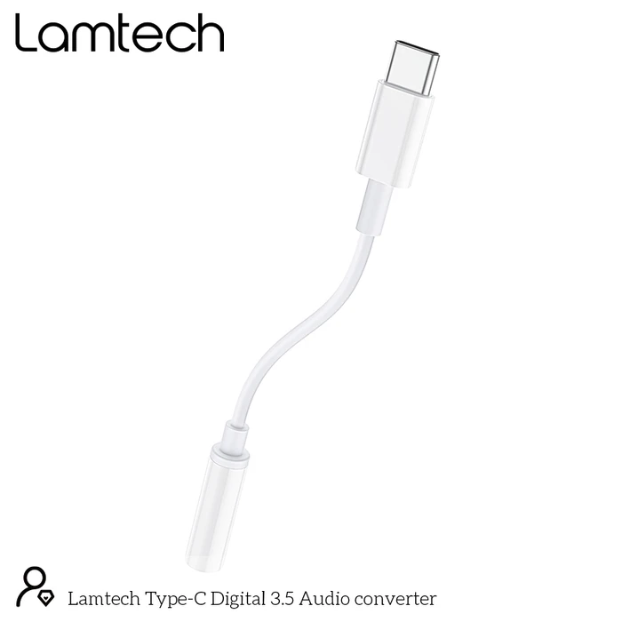 Αντάπτορας USB Lamtech Type-C Audio JACK 3,5mm WHITE