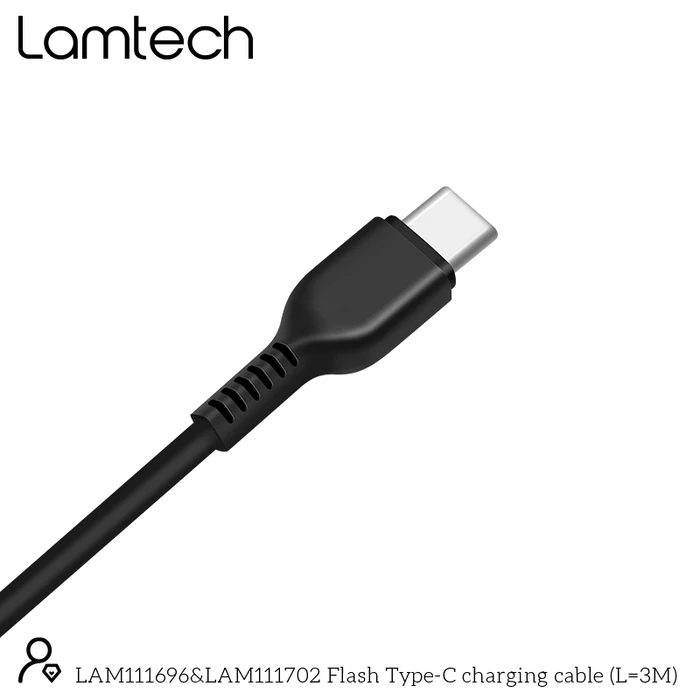 Καλώδιo USB Lamtech Data Type-C 3M Black