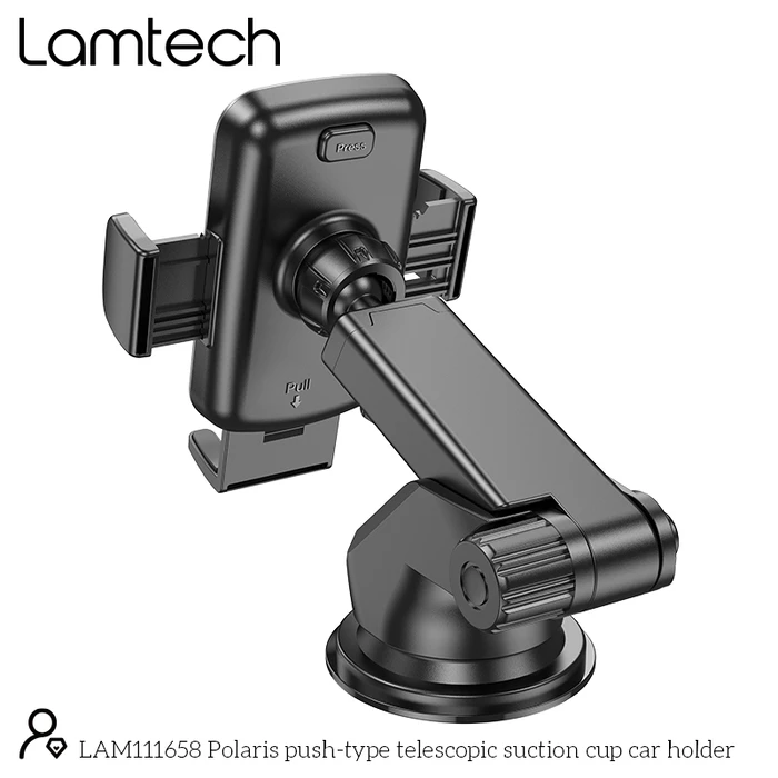 Βάση Κινητού Αυτοκινήτου Lamtech TELESCOPIC SUCTION CUP Black