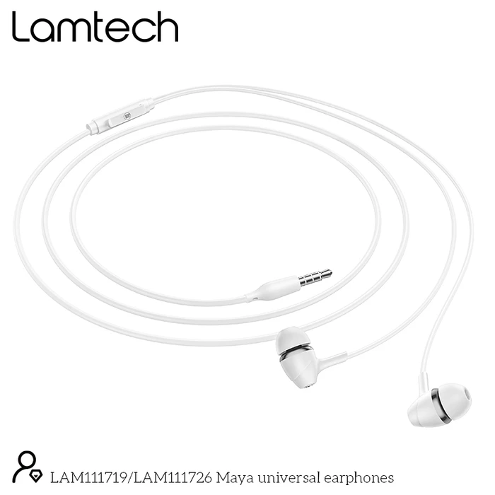 Handsfree Ακουστικά Lamtech FASHIONABLE 3,5mm EARPHONES WHITE