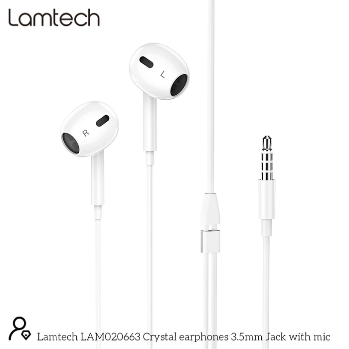 Handsfree Ακουστικά Lamtech Stereo 3,5mm JACK WHITE