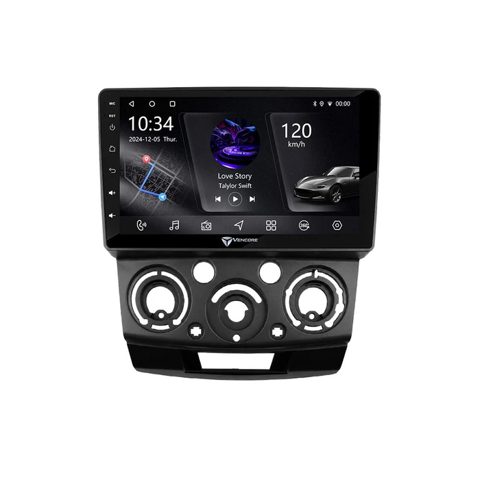 VenCore 3236-10005-0687B - 9" Android 15 PX5S Octa-Core 2GB/32GB IPS Multimedia Head Unit for Ford Ranger 2007-2012 - Black
