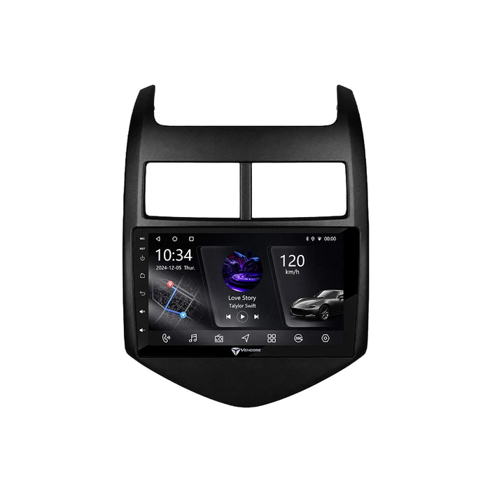 VenCore 3236-10005-0243B - Οθόνη Multimedia Android 15 9" PX5S Octa-Core 2GB/32GB IPS με Πρόσοψη, CarPlay, Android Auto και Υποστήριξη Κάμερας 360° για Chevrolet Aveo 2011-2017 – Μαύρη