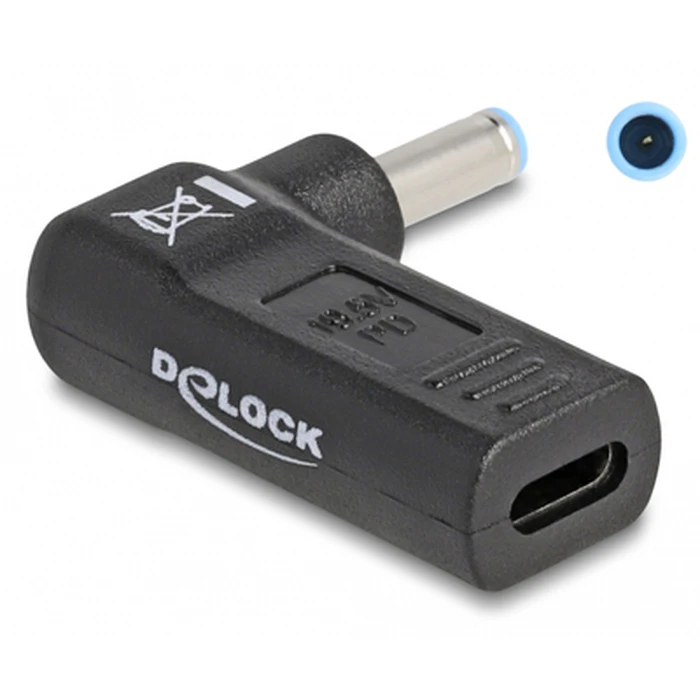Αντάπτορας Τροφοδοσίας Delock 60004, USB-C σε HP 4.5x3mm, 90°, μαύρος
