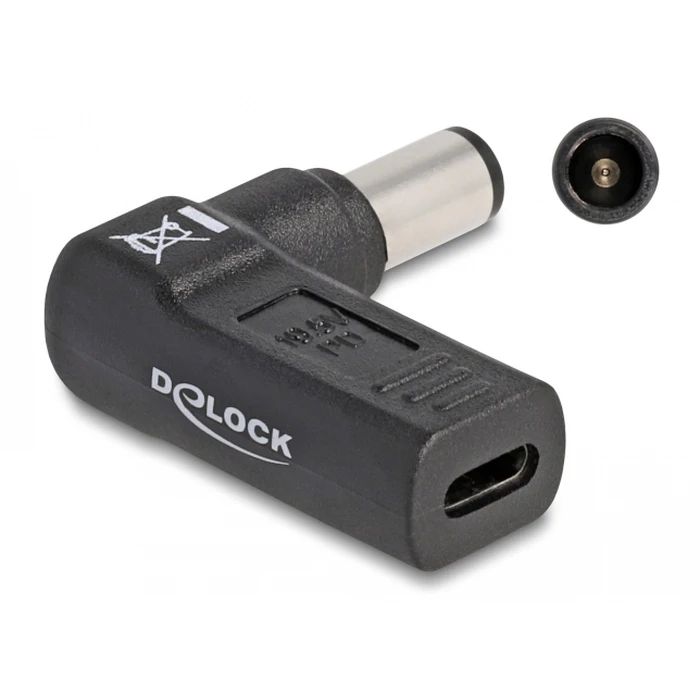 Αντάπτορας Τροφοδοσίας Delock 60008, USB-C σε Dell 7.4x5mm, 90°, μαύρος