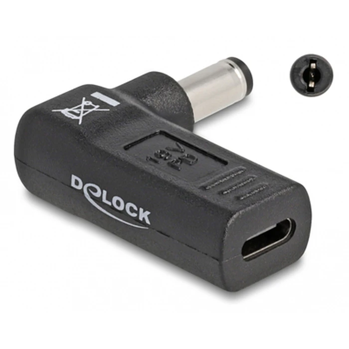 Αντάπτορας Τροφοδοσίας Delock 60010, USB-C σε 5.5x2.1mm, 90°, μαύρος