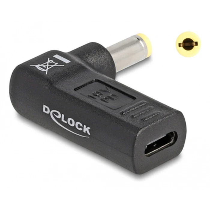 Αντάπτορας Τροφοδοσίας Delock 60011, USB-C σε 5.5x2.5mm, 90°, μαύρος