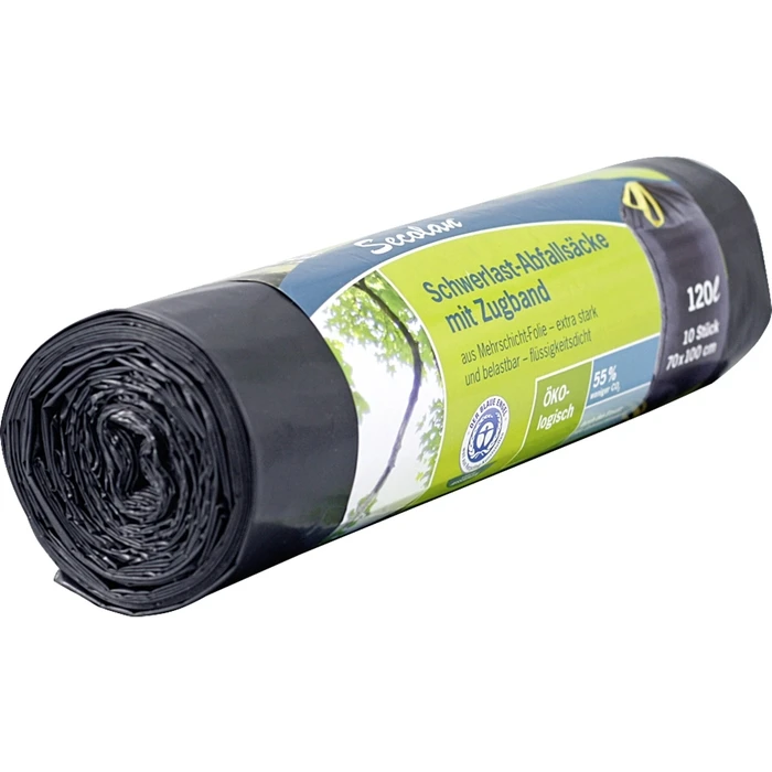 Secolan Heavy Duty Trash Bags 120L with Drawstring 10pcs Grey