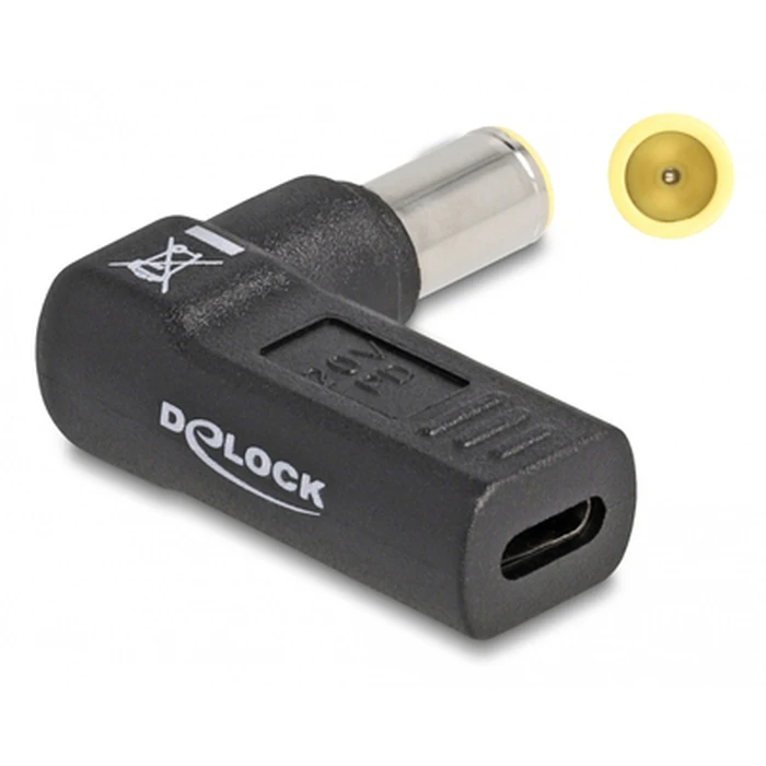 Αντάπτορας Τροφοδοσίας Delock 60012, USB-C σε IBM 7.9x5.5mm, 90°, μαύρος