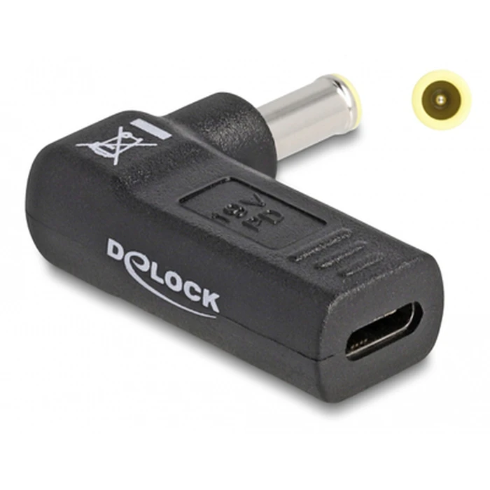 Αντάπτορας Τροφοδοσίας Delock 60013 USB-C σε Samsung 5.5x3mm, 90°, μαύρο