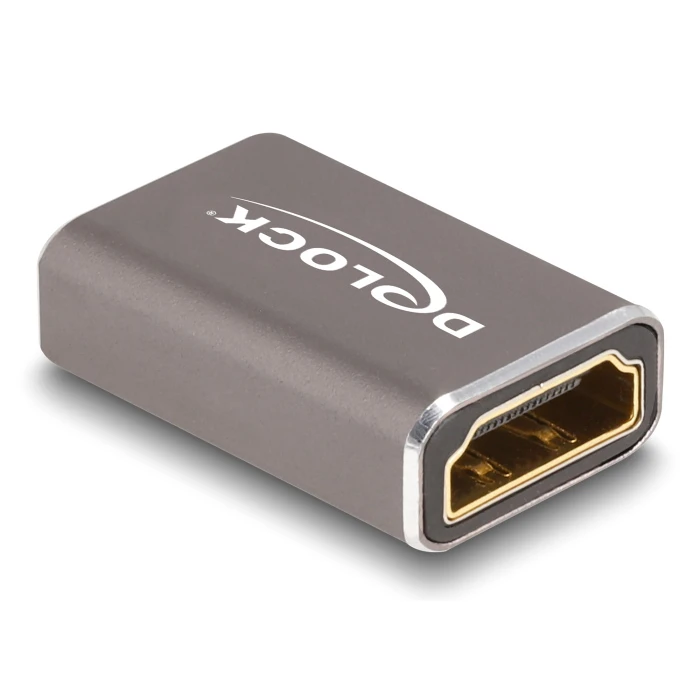 Αντάπτορας HDMI Delock 60078 με Ethernet, 8K/60Hz, μεταλλικός, γκρι