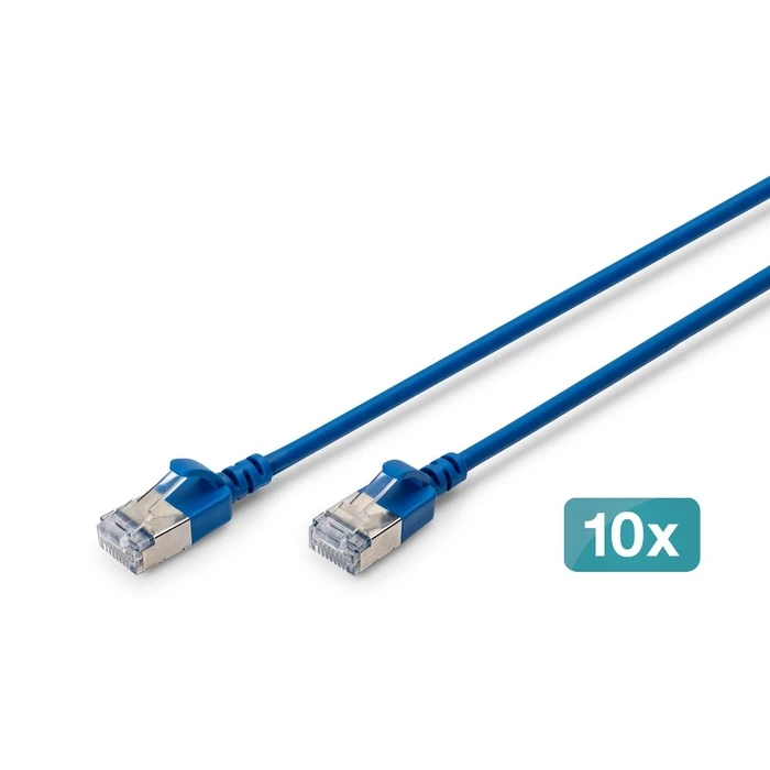 DIGITUS Patch καλώδιο CAT 6A F/FTP Slim 0,30 m μπλε - 10 τεμάχια