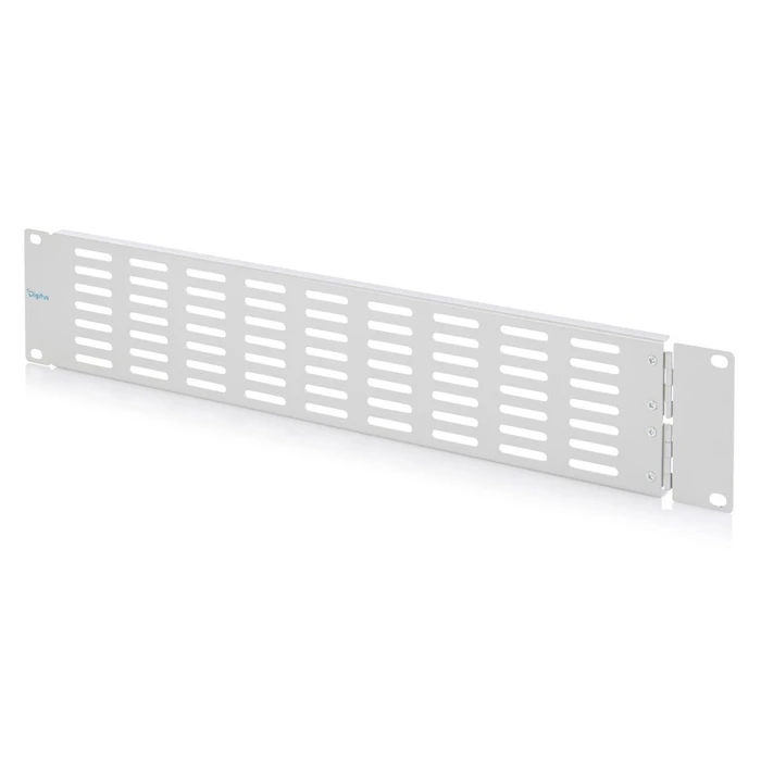 DIGITUS 2U Blank Cover with Ventilation Grille and Hinge for 482.6 mm (19") Enclosures, Grey (RAL 7035) - DN-97694