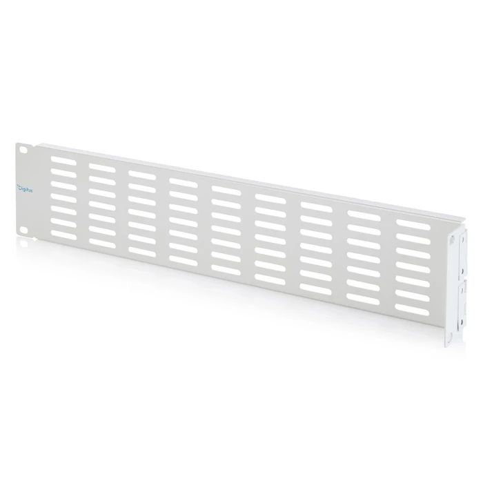 DIGITUS 2U Blank Cover with Ventilation Grille and Hinge for 482.6 mm (19") Enclosures, Grey (RAL 7035) - DN-97694