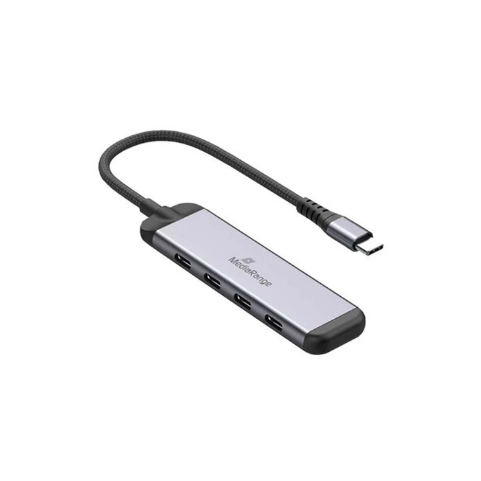 MediaRange USB-HUB 4-Port 3x USB-C 3.2 / 1x USB-C PD ασημί