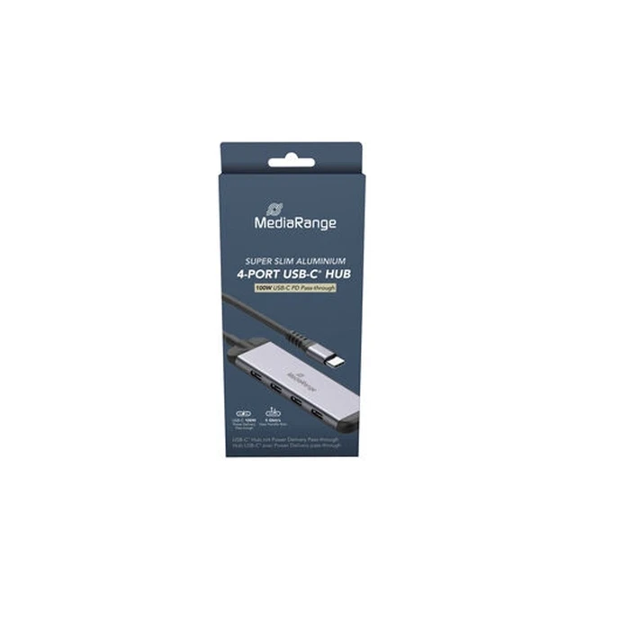 MediaRange USB-HUB 4-Port 3x USB-C 3.2 / 1x USB-C PD ασημί