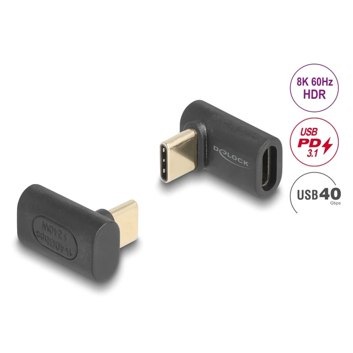 Αντάπτορας USB-C Delock 60246, Αρσενικό Σε Θηλυκό, 240W, 40Gbps, Μαύρος
