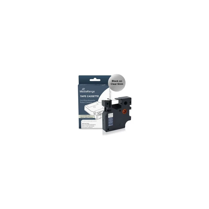 MediaRange κασέτα γραμμάτων MRDY43610 (DYMO D1/43610/S0720770) 6 mm x 7 m, μαύρα γράμματα σε διαφανές